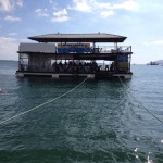The floating bar at Blue Rock resort